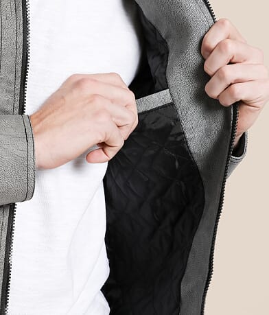 Distressed Faux Leather Hooded Jacket thumbnail 7