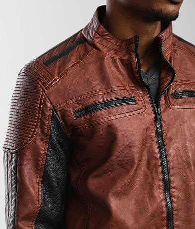 Buckle Black Washed Faux Leather Jacket MISC_DETAIL_1