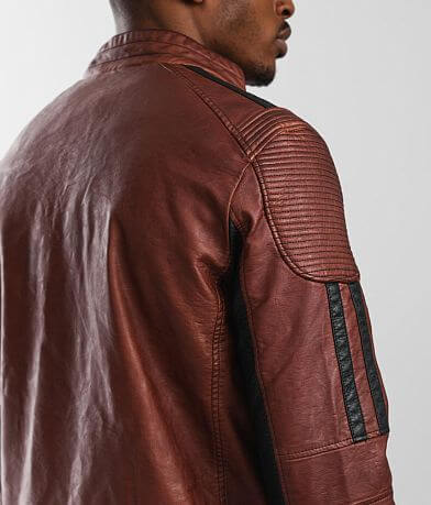 Buckle Black Washed Faux Leather Jacket MISC_DETAIL_2