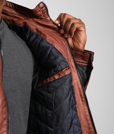 Buckle Black Washed Faux Leather Jacket MISC_DETAIL_3