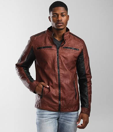 Buckle Black Washed Faux Leather Jacket FULL_RIGHT_SIDE