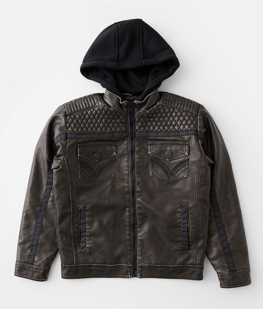 Boys black faux outlet leather jacket