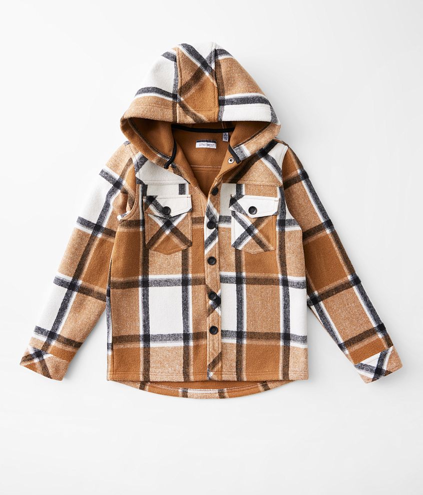 Boys - Departwest Plaid Hooded Shacket front view