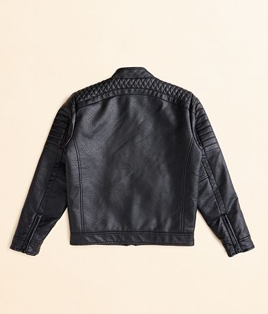 Buckle Black Boys - Faux Leather Jacket back view