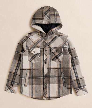 Outpost Makers Boys - Plaid Hooded Shacket front view