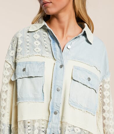 POL Pieced Crochet Shirt misc detail 2 view