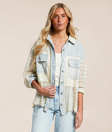 POL Pieced Crochet Shirt front view
