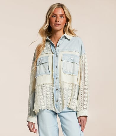 POL Pieced Crochet Shirt full right side view