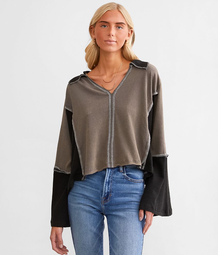 POL Pieced Boxy Cropped Top