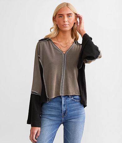 POL Pieced Boxy Cropped Top FULL_LEFT_SIDE