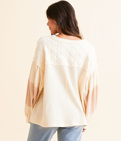 POL Pieced Henley Oversized Top back view