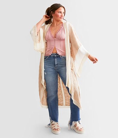 POL Mixed Media Oversized Cardigan front view