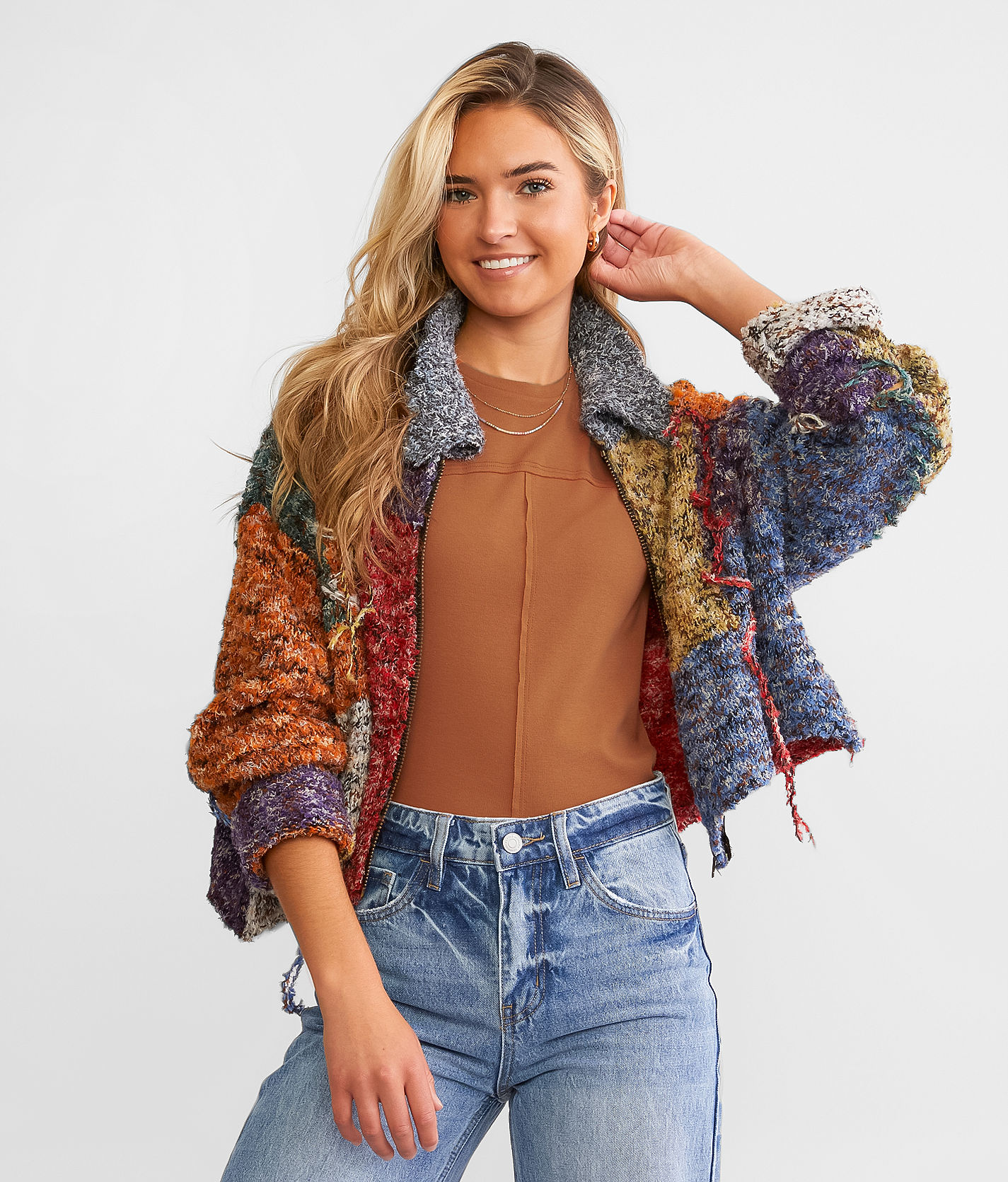 Willow & Root Granny Square Cropped Cardigan Sweater - Women's Sweaters in  Multi