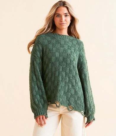 POL Destructed Chenille Sweater FULL_LEFT_SIDE