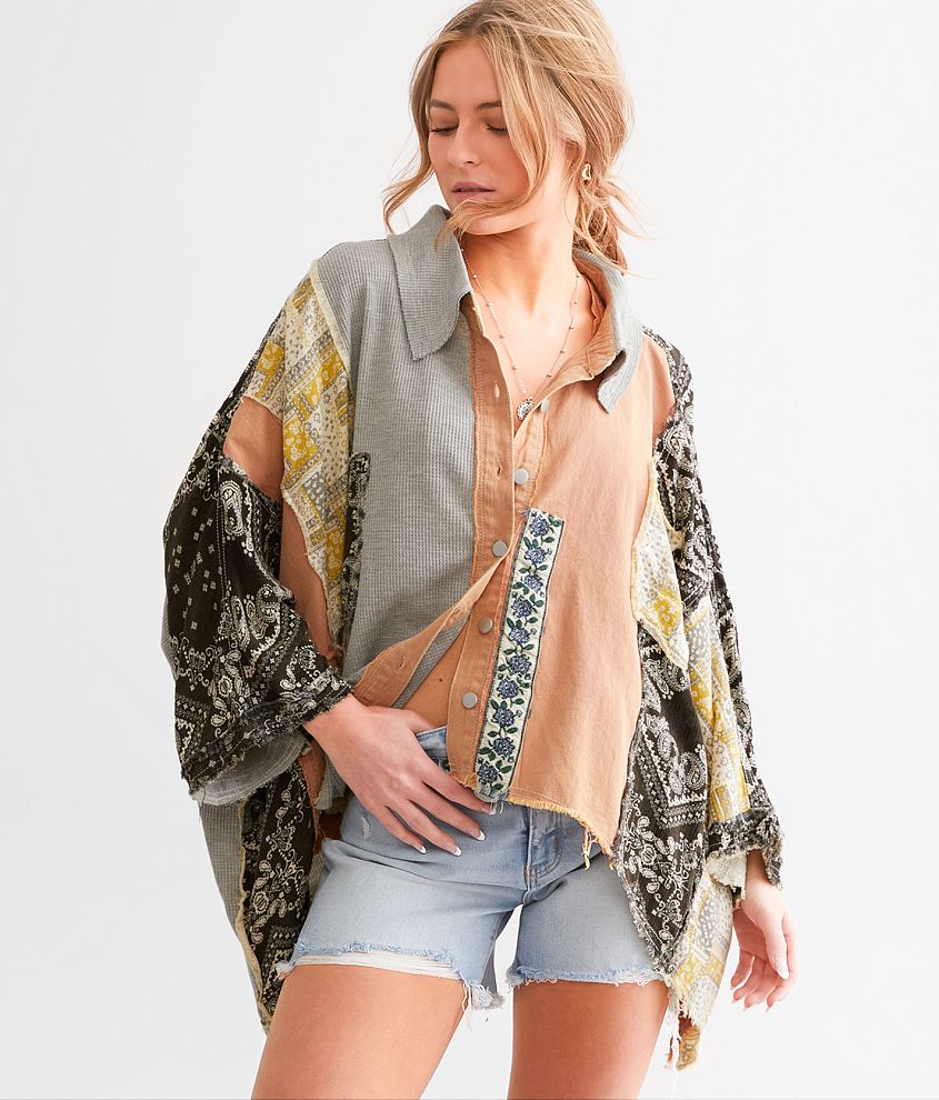 POL Mixed Media Oversized Shirt