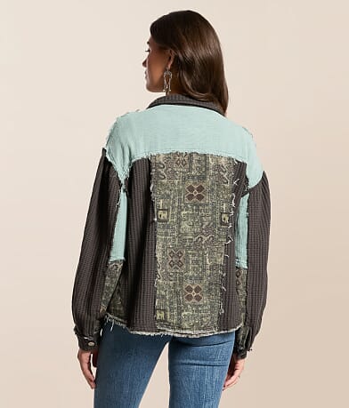 Pieced Waffle Knit Shacket thumbnail 3
