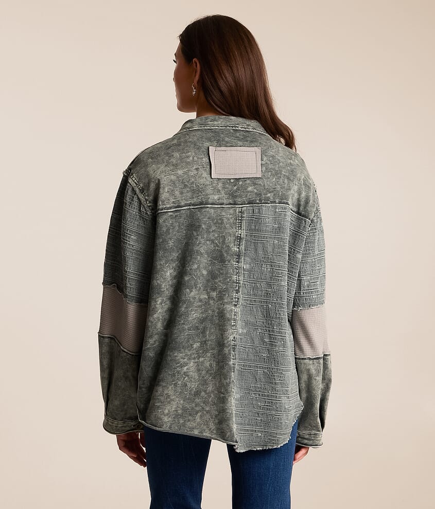 Washed Raw Edge Oversized Shacket