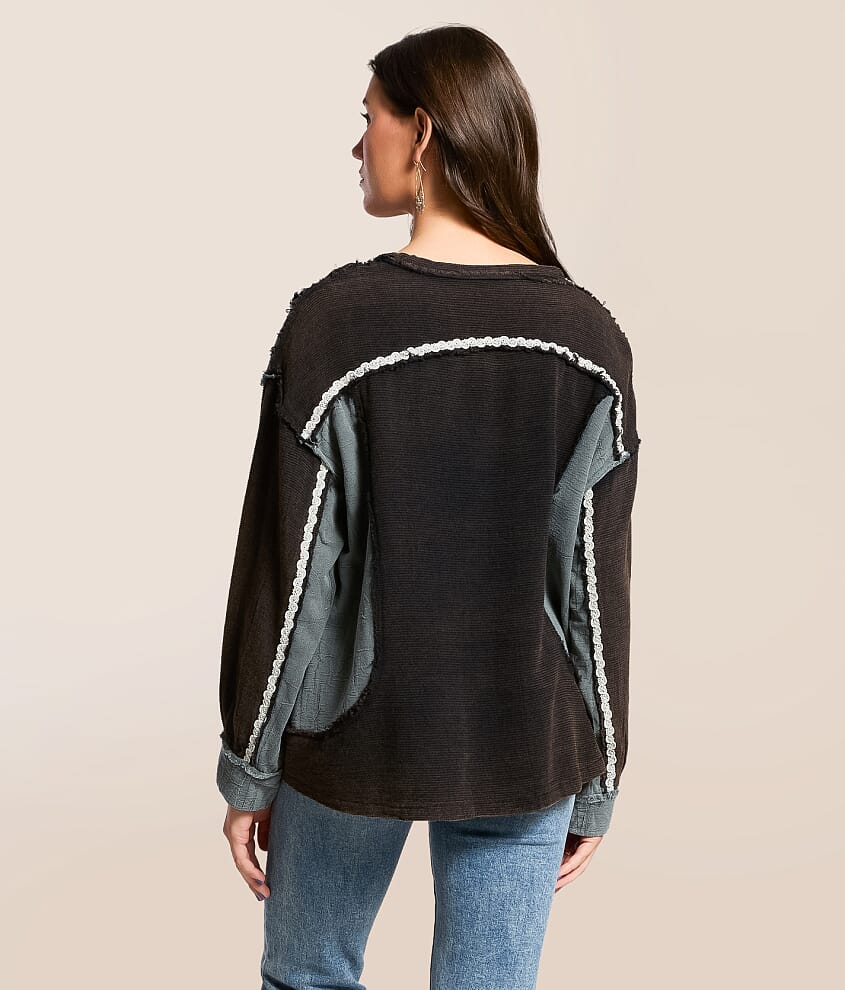 Raw Edge Ribbed Pullover