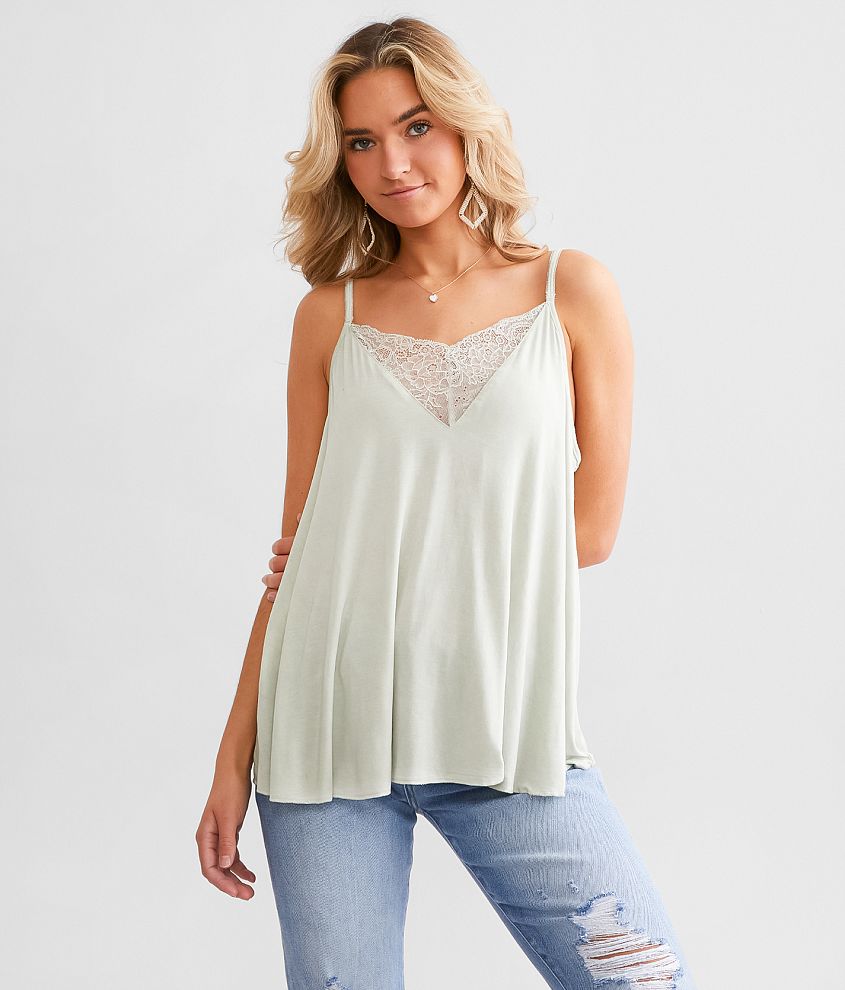 POL Lace Inset Tank Top