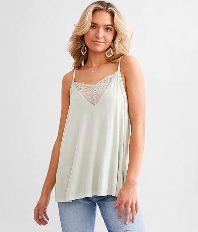 POL Lace Inset Tank Top full left side view