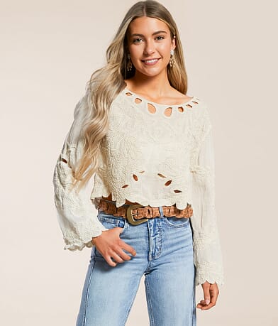 POL Crochet Cropped Top front view