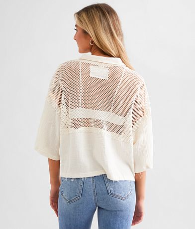 POL Netted Mesh Boxy Shirt back view