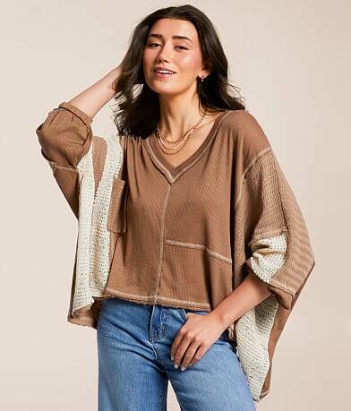 POL Pieced Crochet Dolman Top front view