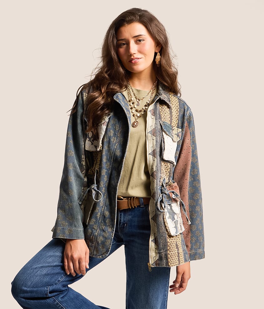 Patchwork Print Oversized Denim Jacket