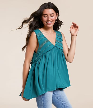 POL Crochet Tunic Tank Top front view