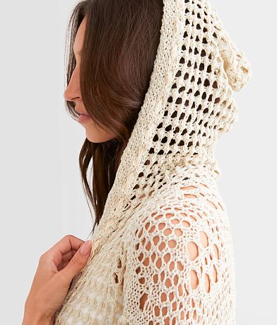 POL Open Stitch Hooded Sweater misc detail 1 view