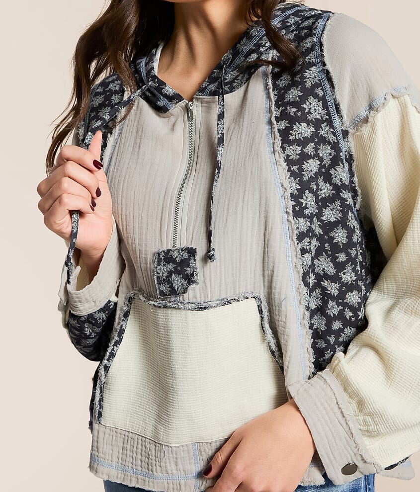 Pieced Quarter Zip Hoodie