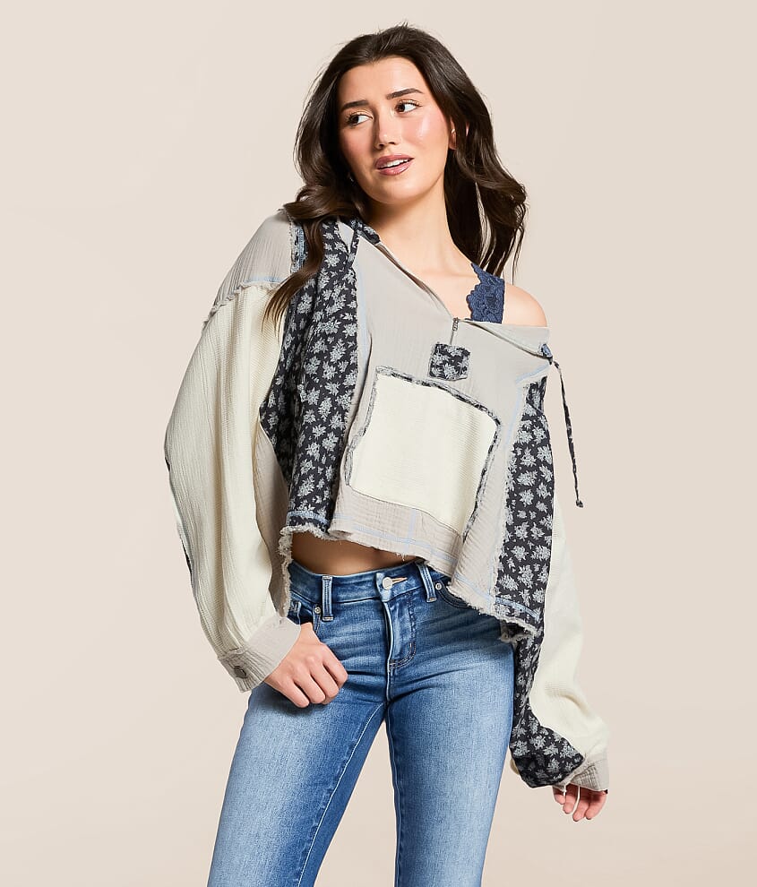 Pieced Quarter Zip Hoodie