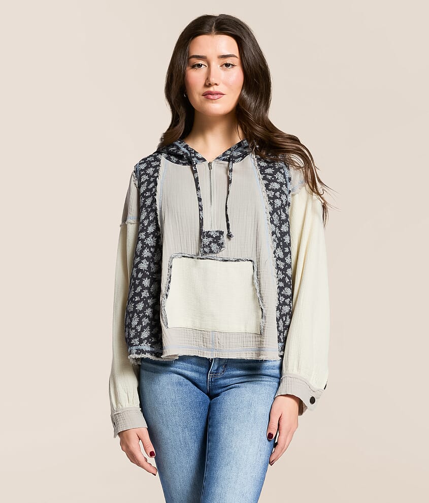 Pieced Quarter Zip Hoodie