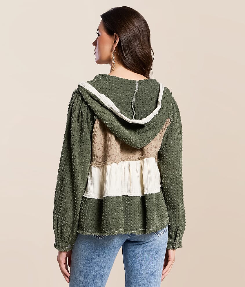 Pieced Floral Hoodie