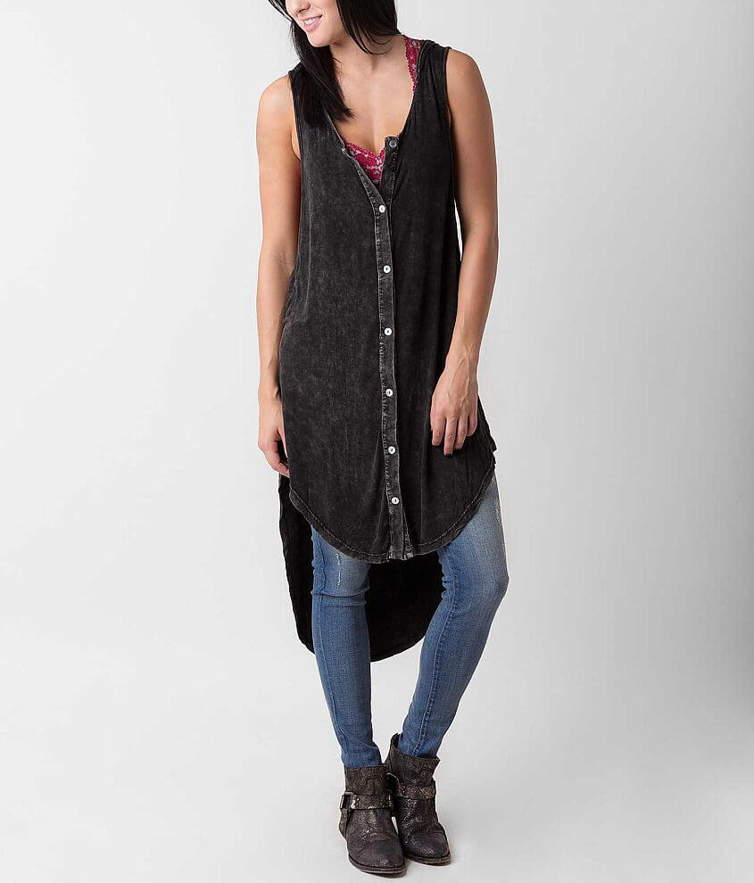 POL Washed Tunic Tank Top Women's Tank Tops in Black Buckle