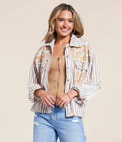 POL Floral Striped Shirt front view