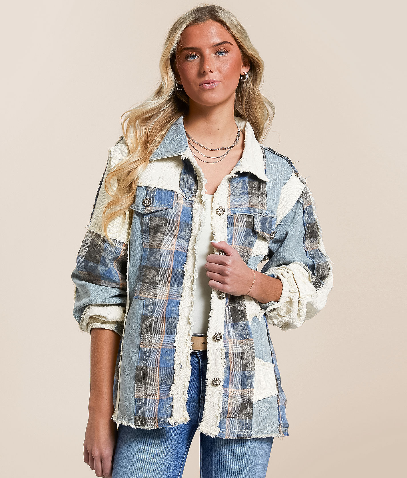 ジャケット・アウター epine/lace check knit jacket TM98117_995_B_RS-1.jpg