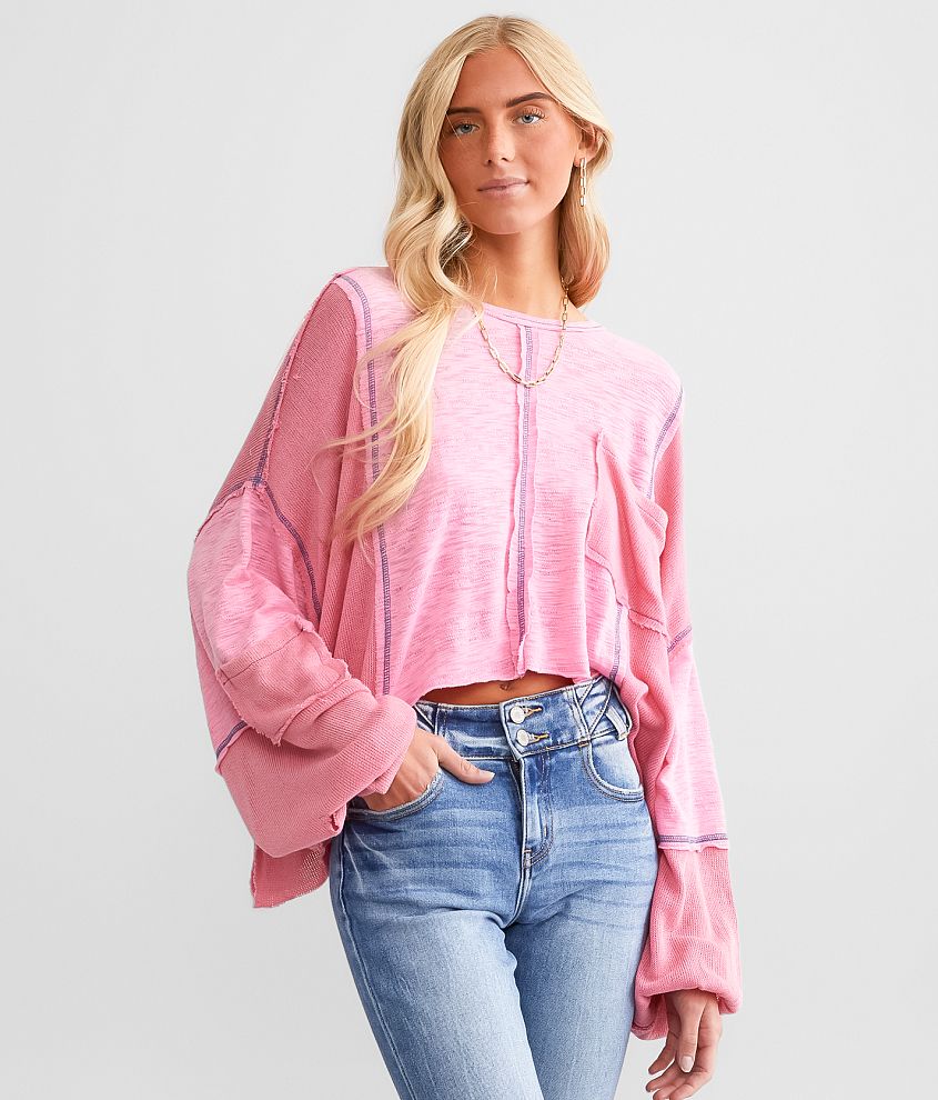 POL Cropped Boxy Raw Edge Top