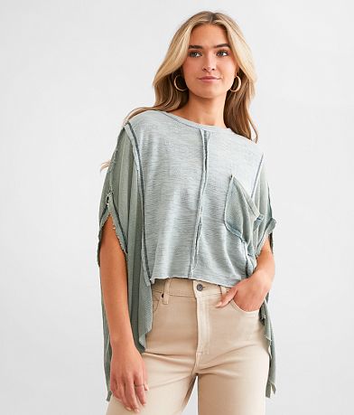 POL Contrast Stitch Cropped Top front view