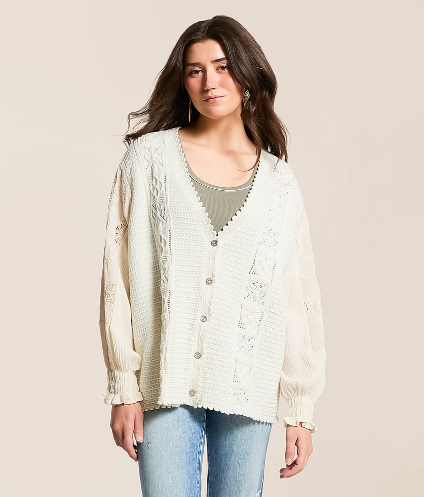 Pieced Crochet Oversized Cardigan Sweater - thumbnail 2