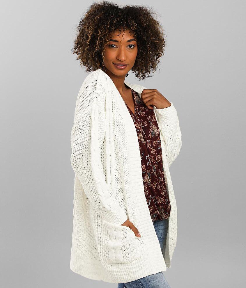 Poof Matte Chenille Cardigan Sweater - Women's Sweaters in Ivory