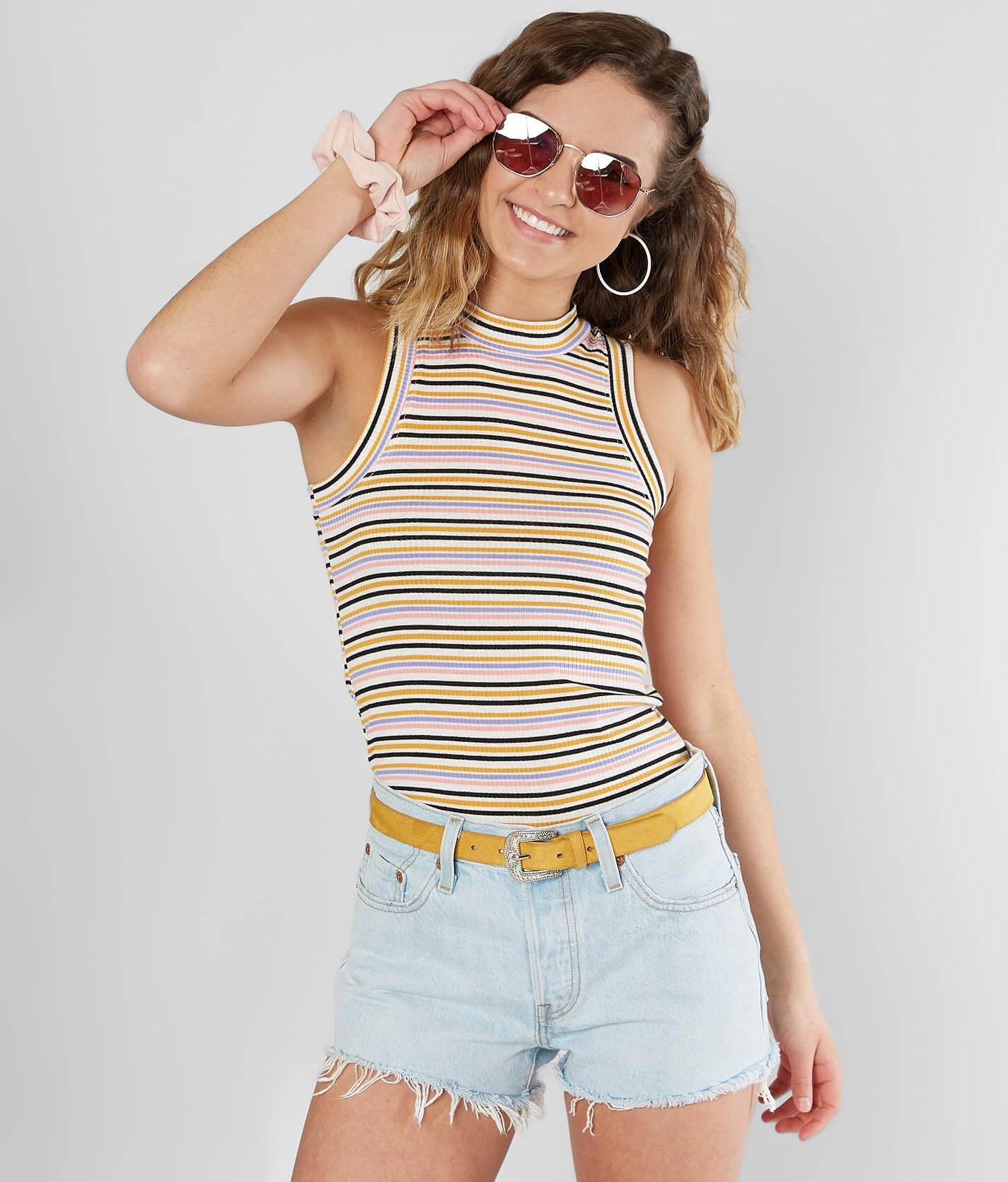 white high neck tank top