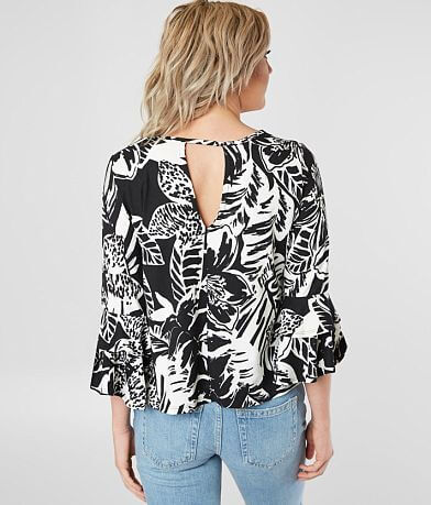 Willow &amp; Root Tropical Floral Top BACK
