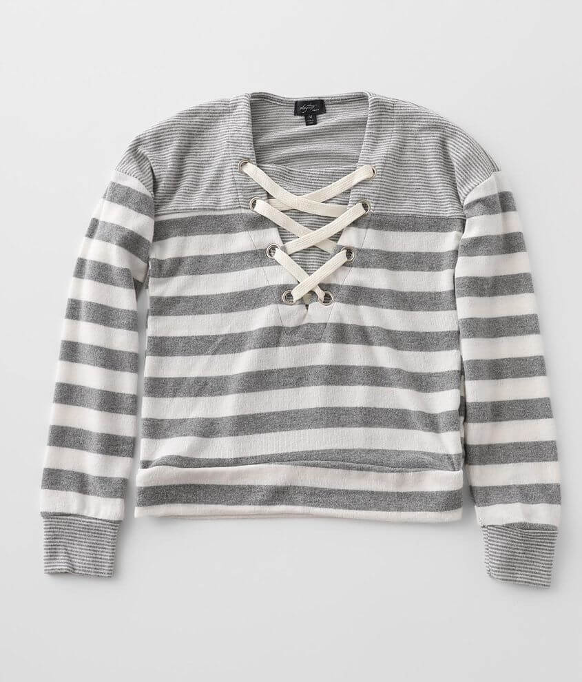 Girls - Daytrip Striped Fleece Top front view