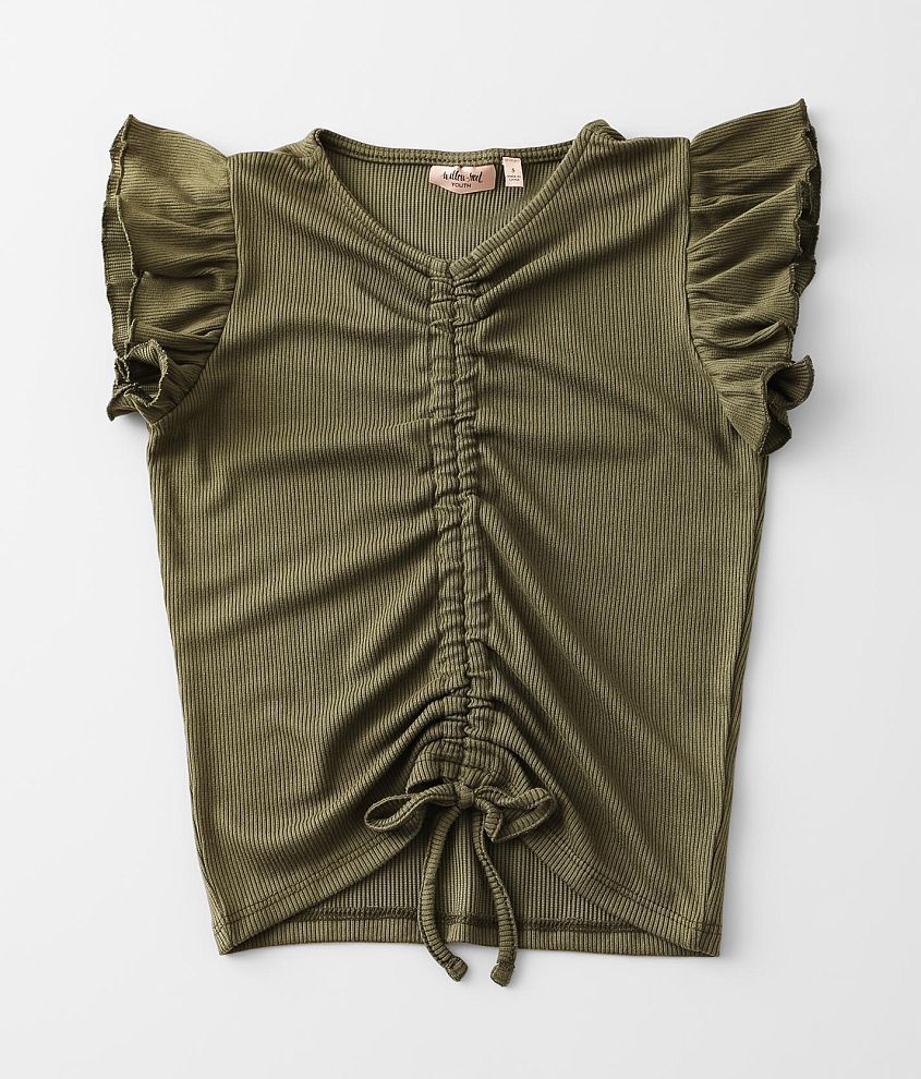 Girls - Willow &#38; Root Ribbed Flutter Top front view