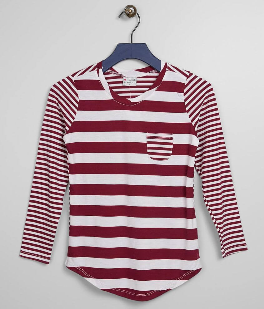 Girls - Poof Striped Pocket Top front view
