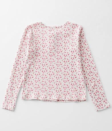 Poof Girls - Floral Thermal Henley BACK
