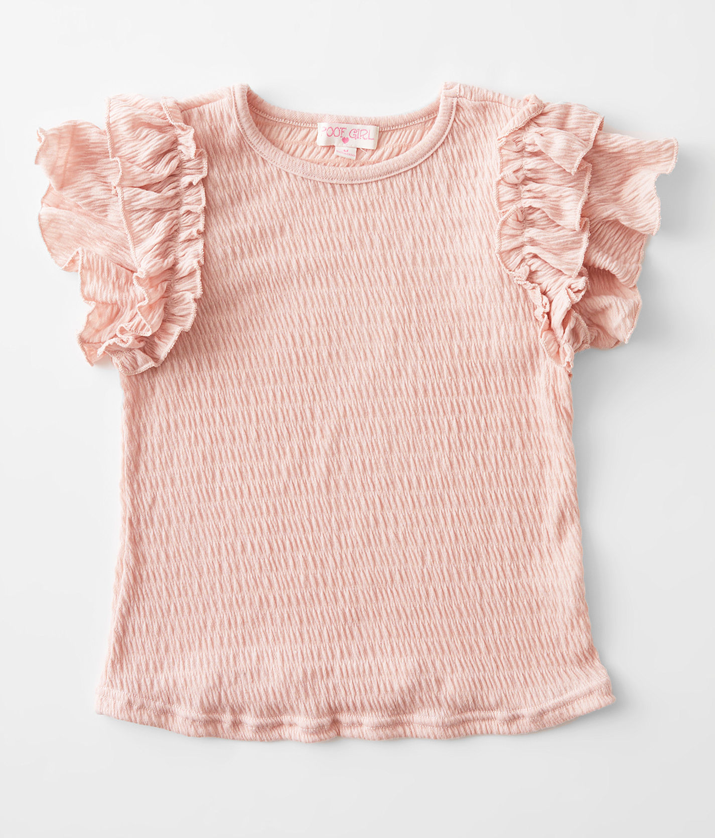 Girls Light Pink Flutter Sleeve Top, Baby Girls Off the Shoulder Top