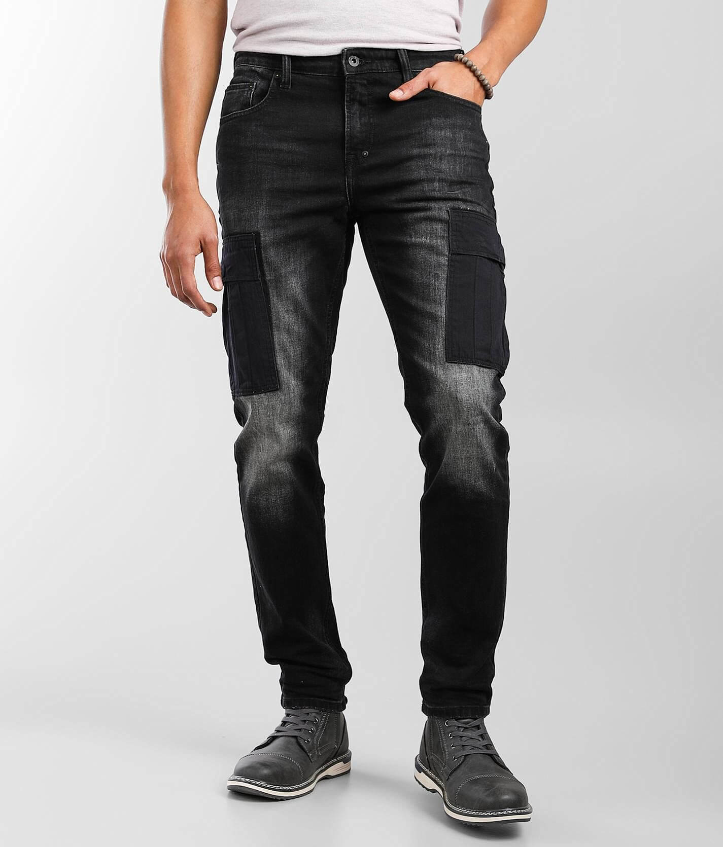 Prps Windsor Slim Taper Cargo Stretch Jean Men's Jeans in Black