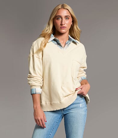 BKE Raw Edge Pullover front view
